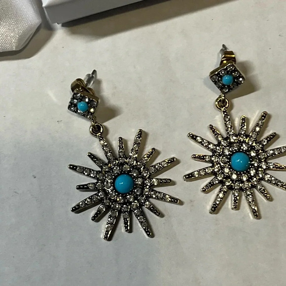 Adornia Blue/Silver Starburst Crystal Earrings‎ - Picture 9 of 12